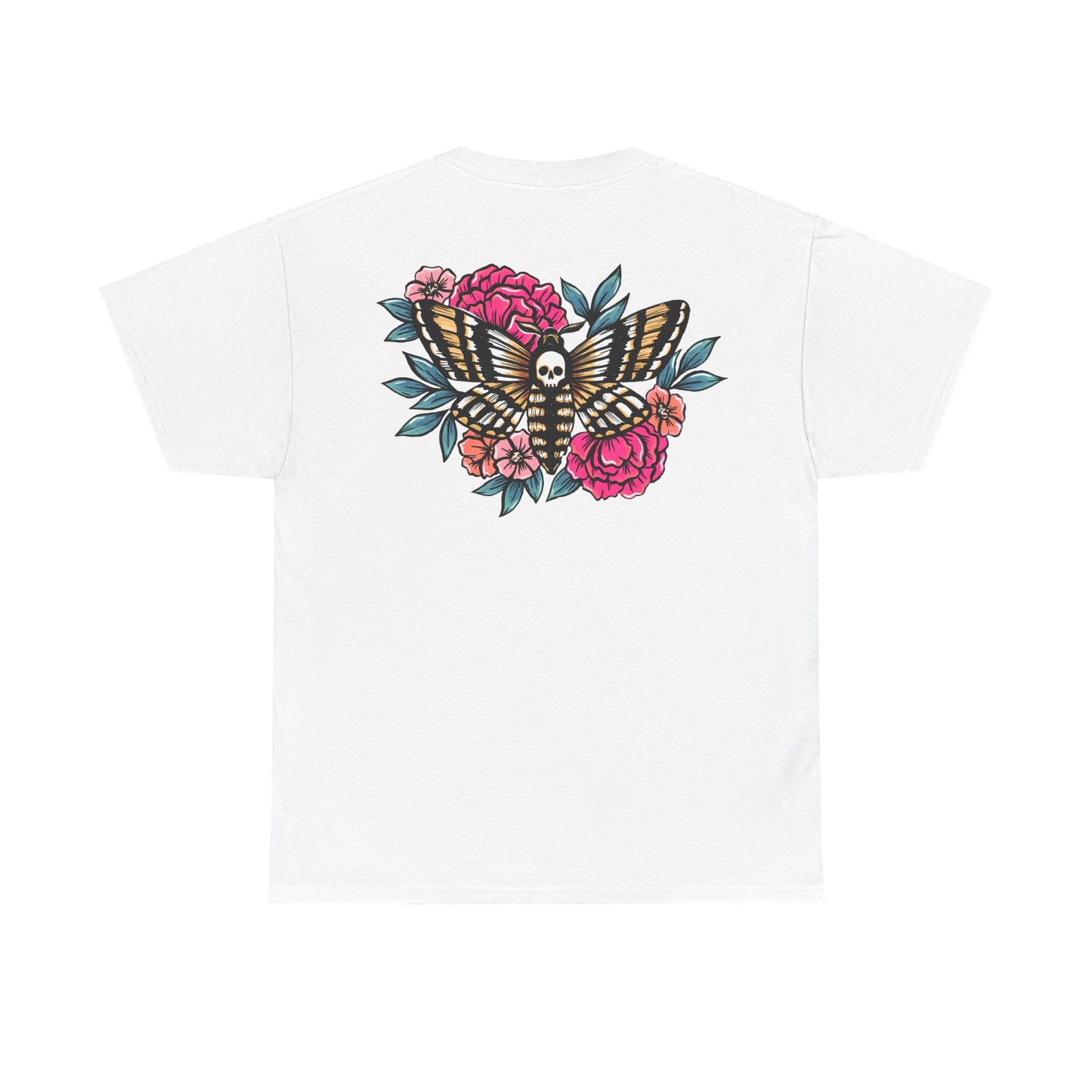T-shirt Death head moth Floral Tattoo, Gothic Unisex Tee, Skull Butterfly Shirt, Halloween Tee, Dark Floral Top