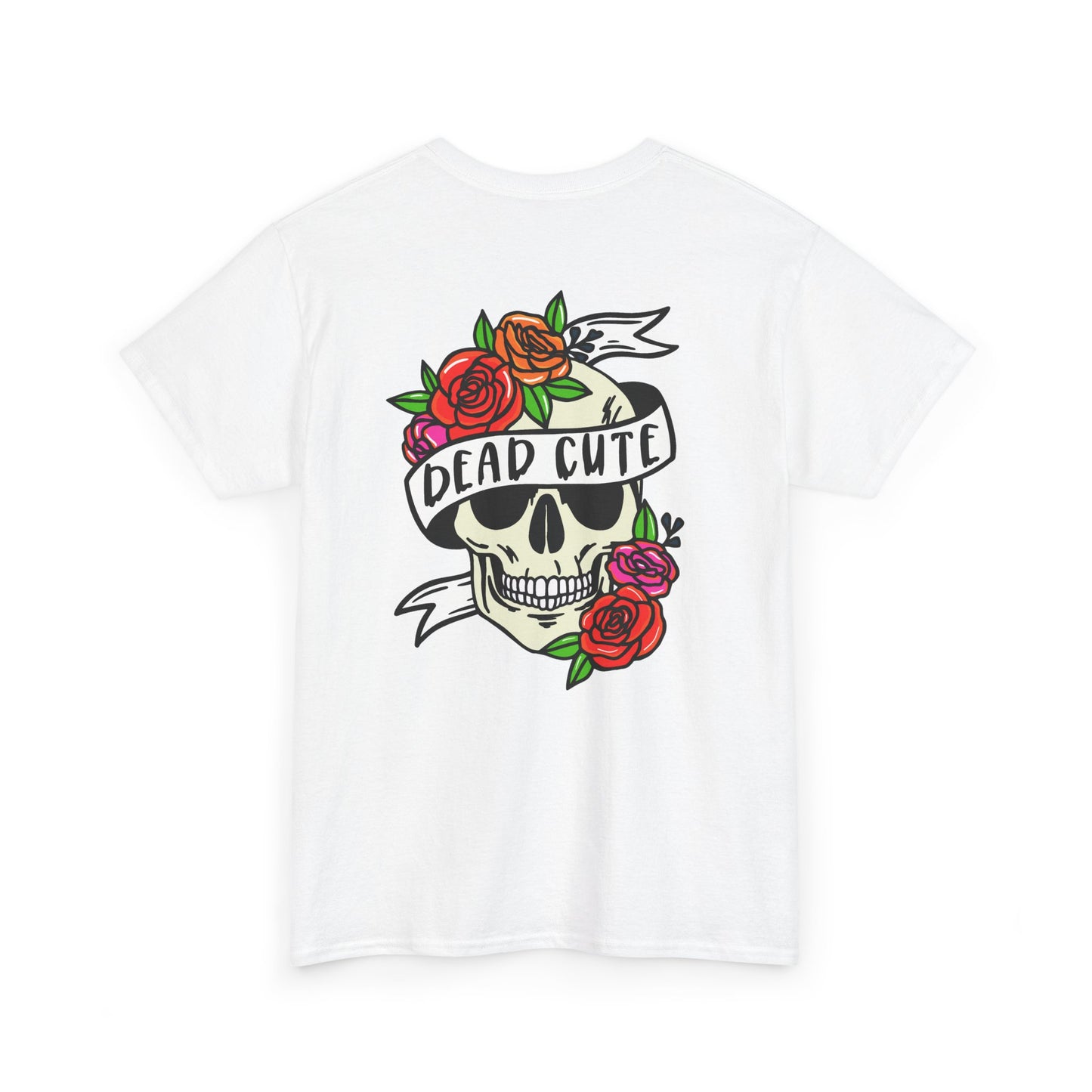 T-shirt tattoo skull dead cute floral Unisex Heavy Cotton Tee, Grunge Tshirt, Vintage Graphic Top, Cool Tees, Goth Shirt, Alternative