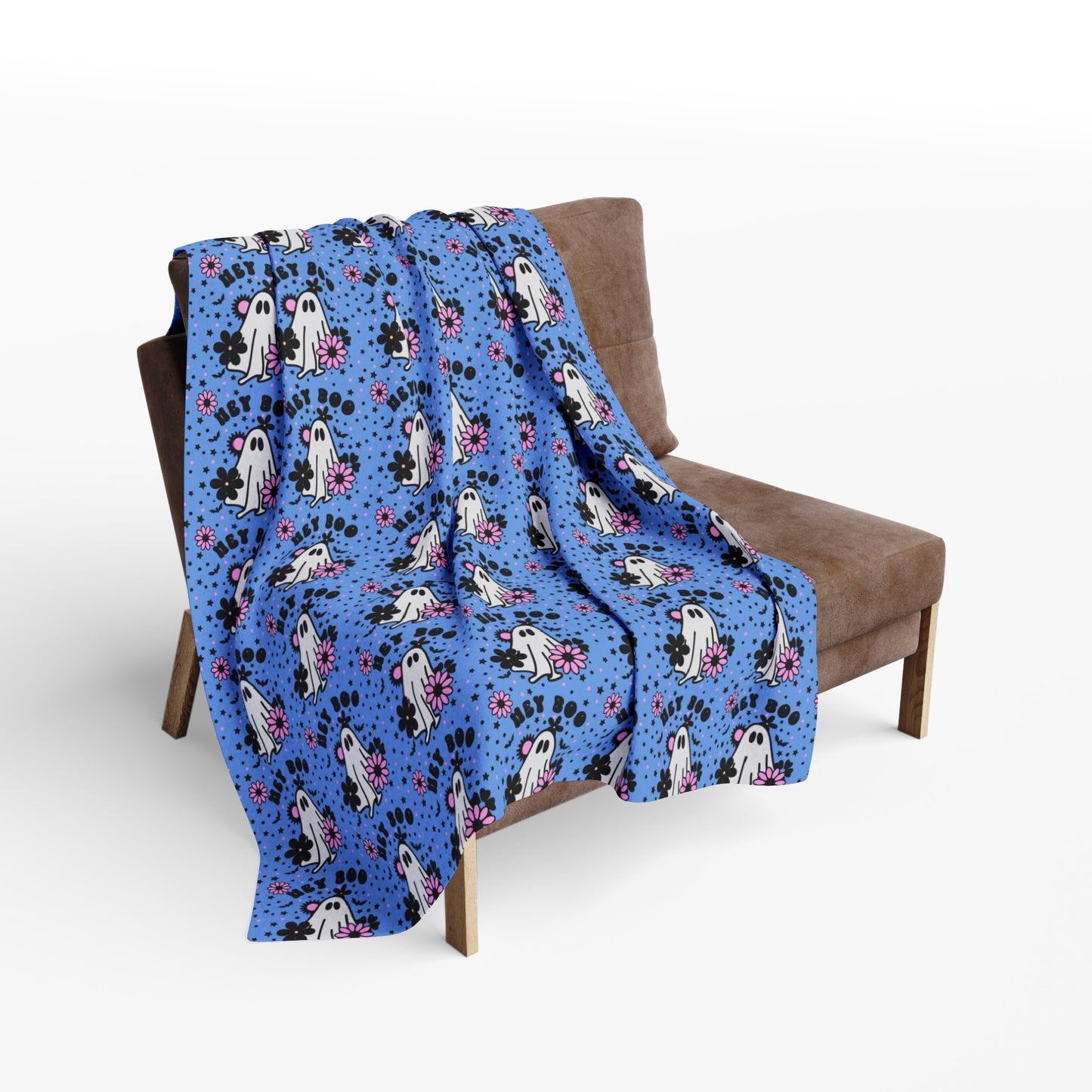 Blue, hey boo, ghost artic fleece blanket, halloween