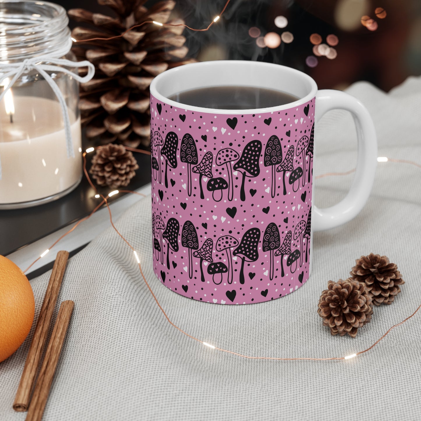 11oz Pink mushroom Mug