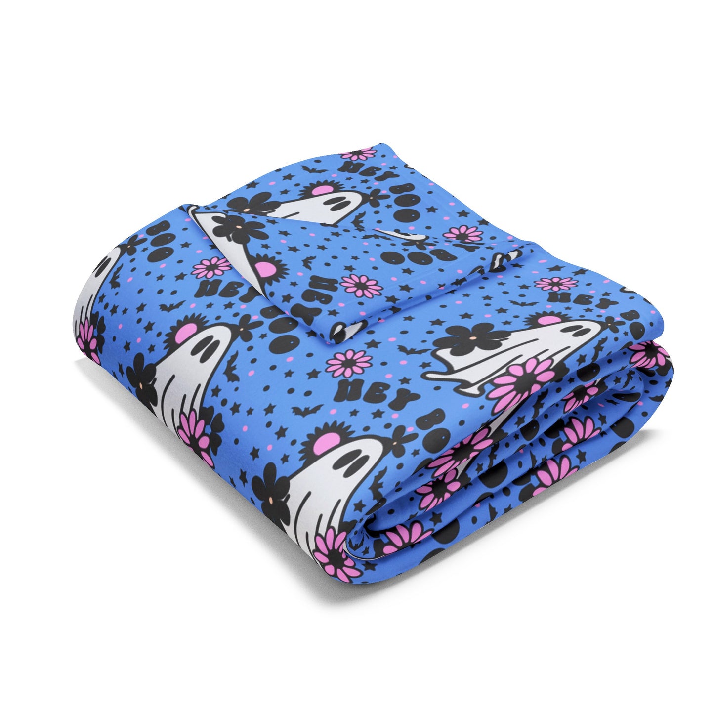 Blue, hey boo, ghost artic fleece blanket, halloween
