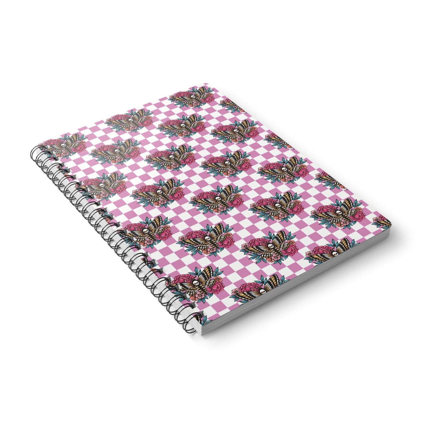 Floral moth A5 Wirobound lined notebook