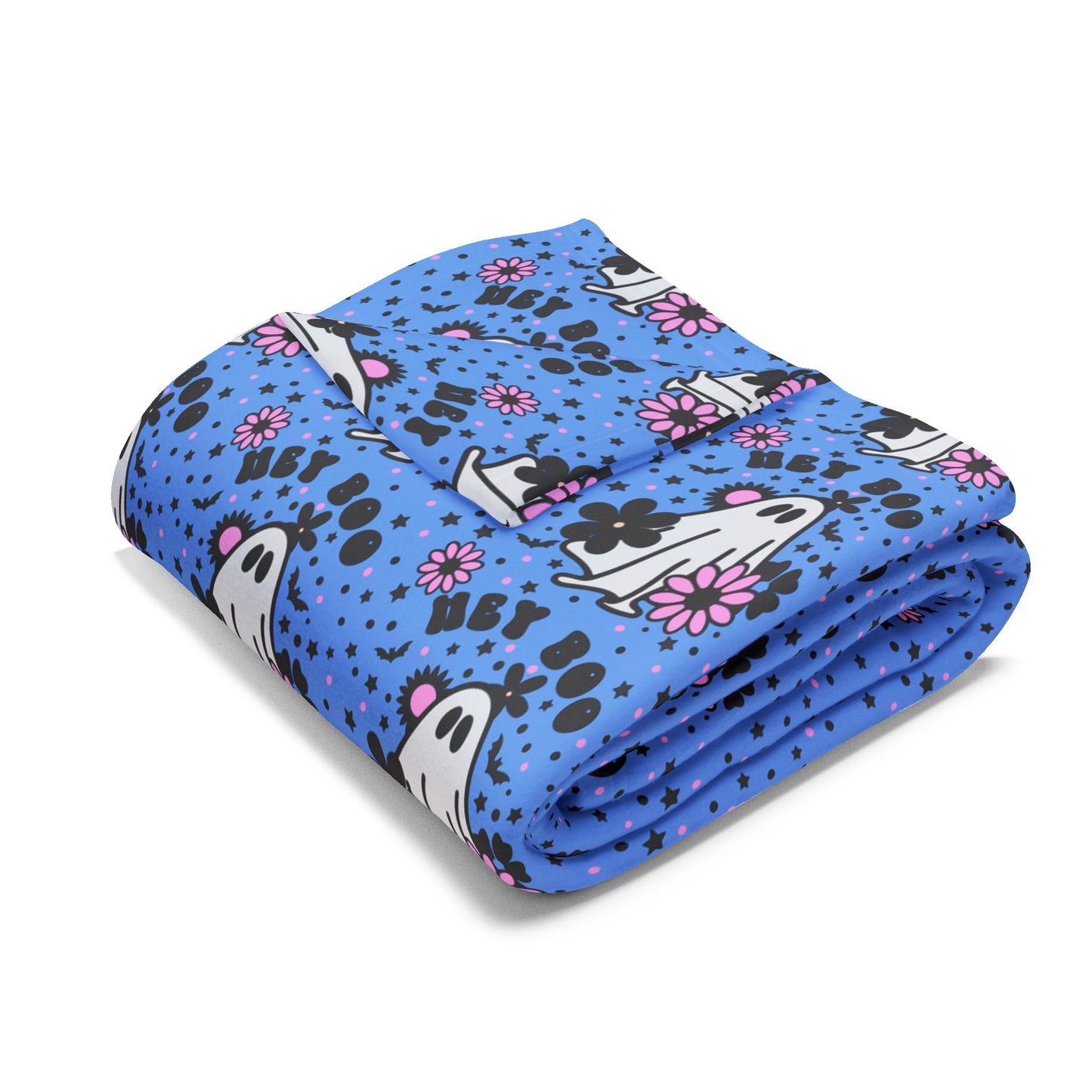 Blue, hey boo, ghost artic fleece blanket, halloween