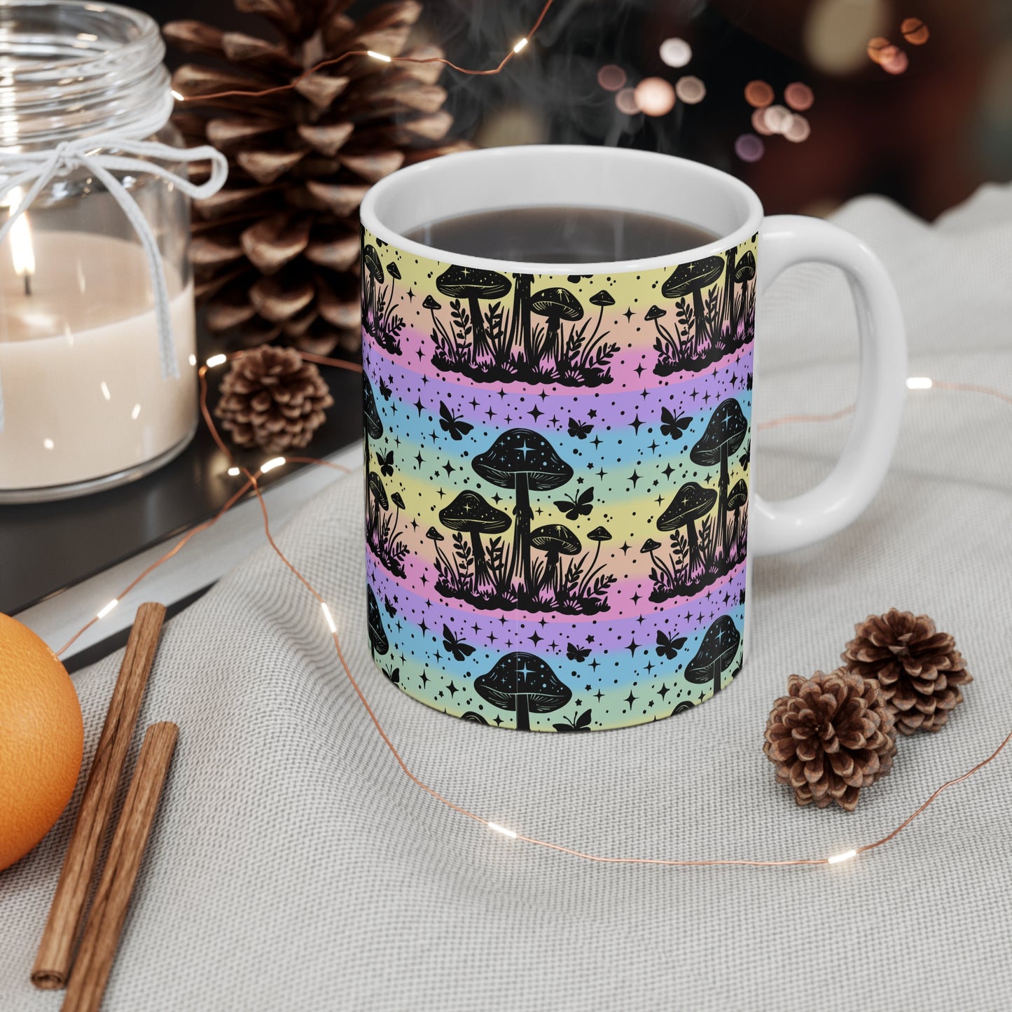 11oz rainbow mushroom mug