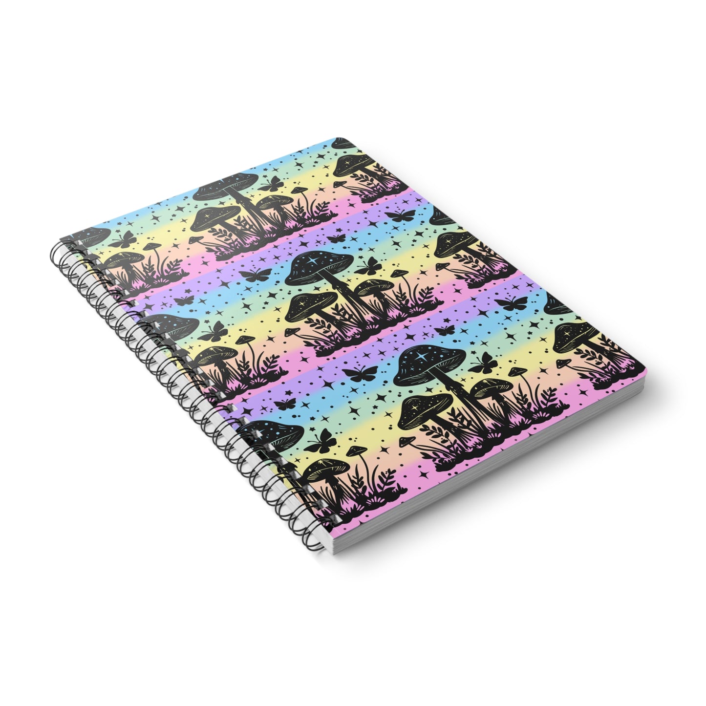 Rainbow mushroom wire bound notebook, A5