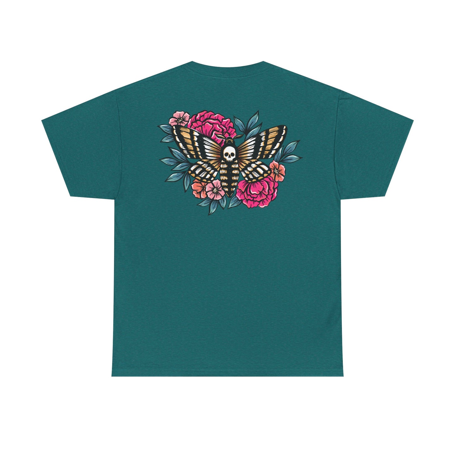 T-shirt Death head moth Floral Tattoo, Gothic Unisex Tee, Skull Butterfly Shirt, Halloween Tee, Dark Floral Top
