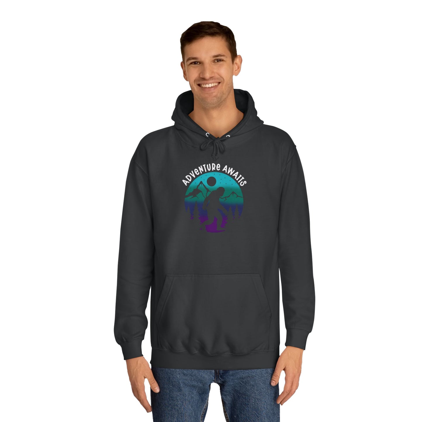 Black, adventure awaits hoodie