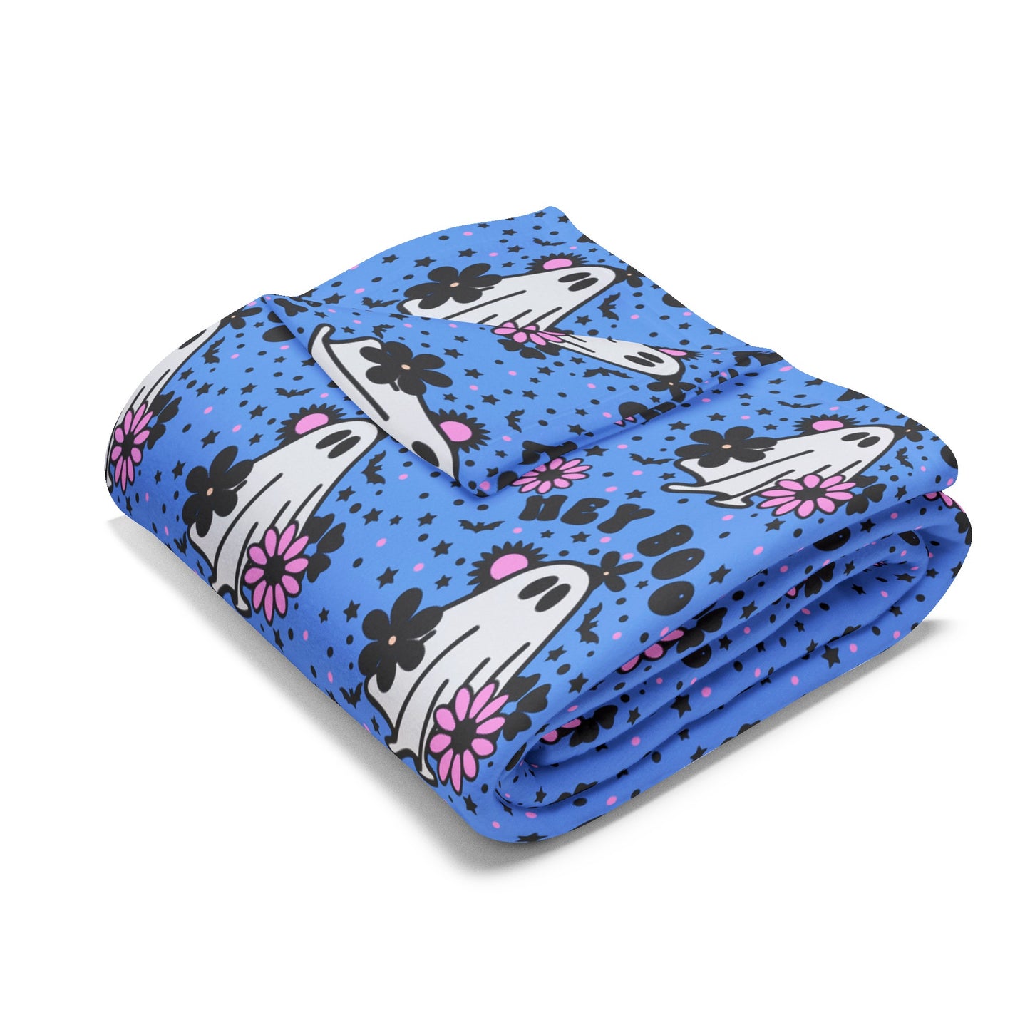Blue, hey boo, ghost artic fleece blanket, halloween