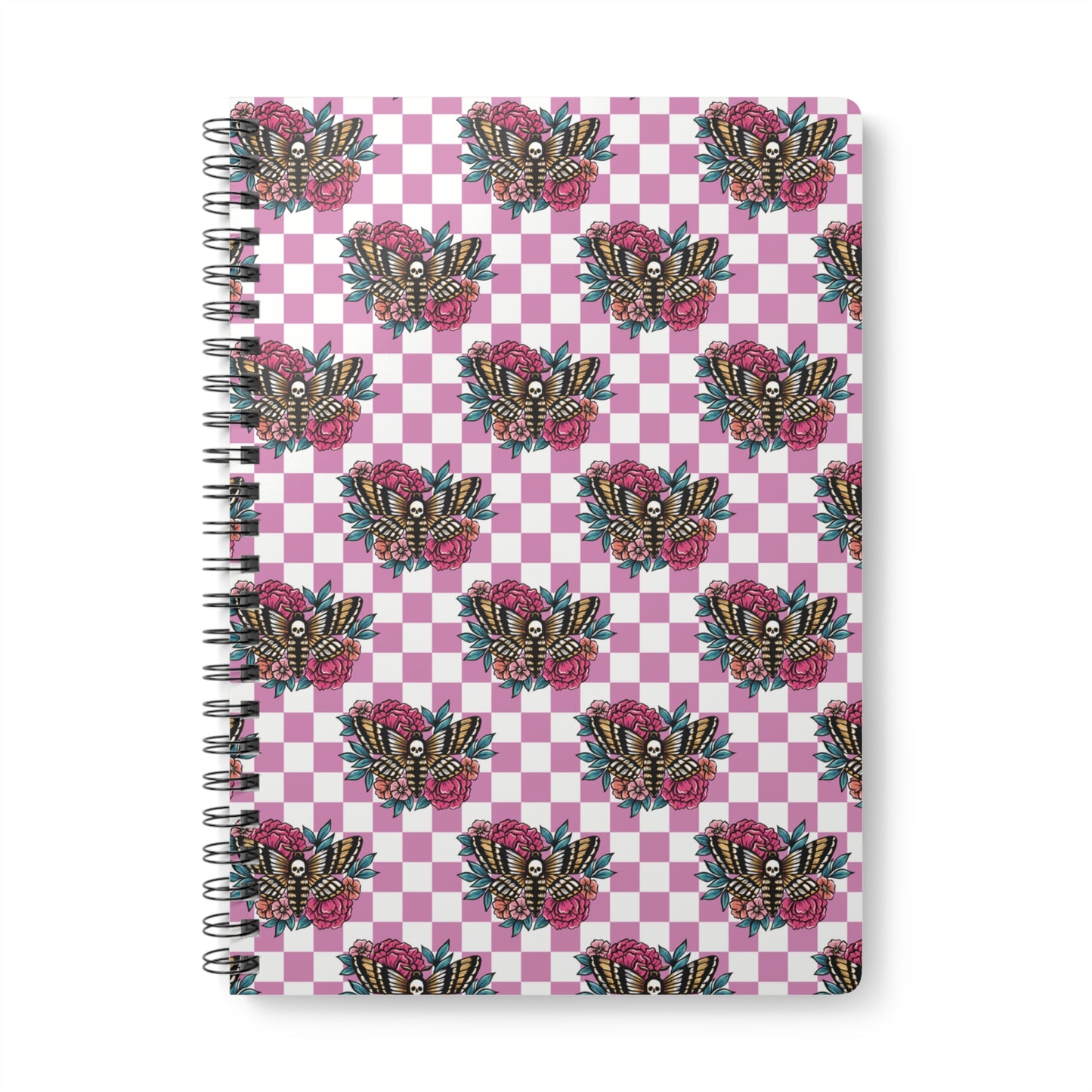 Floral moth A5 Wirobound lined notebook