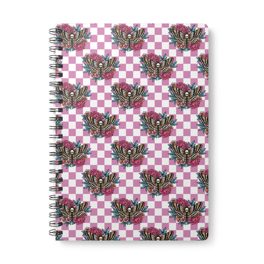 Floral moth A5 Wirobound lined notebook
