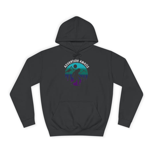 Black, adventure awaits hoodie