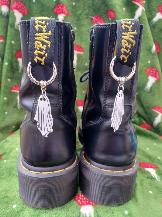 White acrylic ghost boot charms