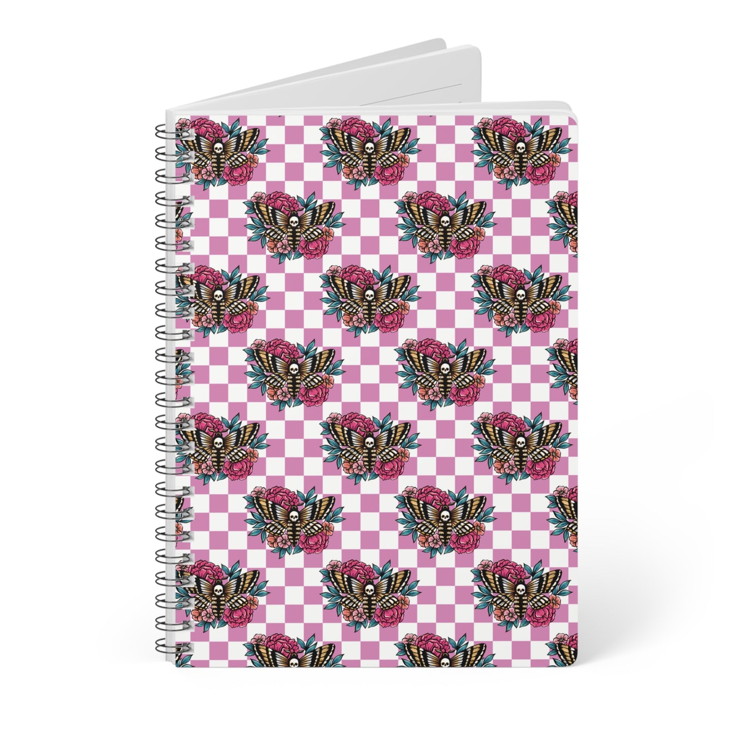Floral moth A5 Wirobound lined notebook